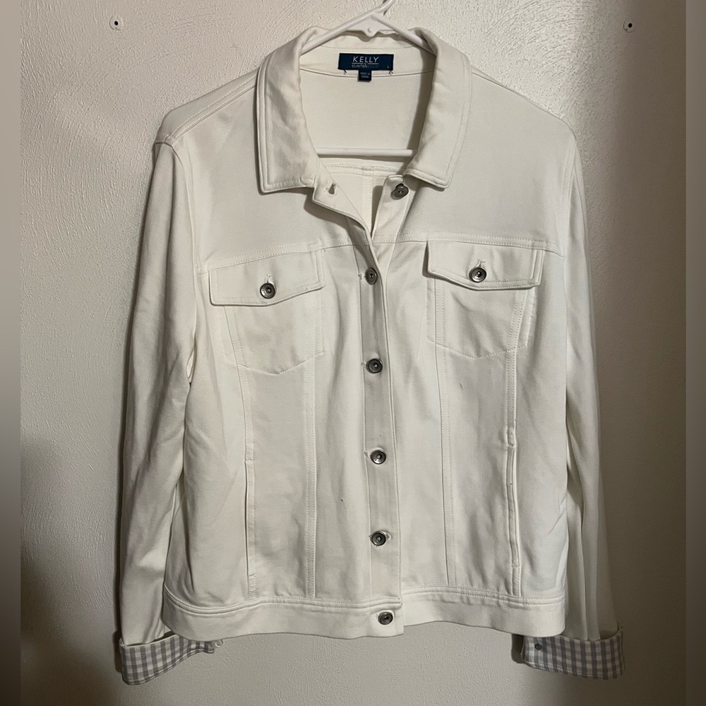 KELLY BY CLINTON KELLY Classic Lightweight Jacket White Grey Women's Size Large